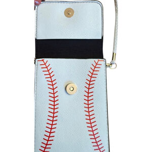 Women's White Red Baseball Crossbody Phone Bag ID